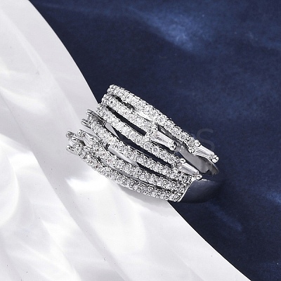 Brass Micro Pave Clear Cubic Zirconia Finger Rings LS-RJEW-S398-01P-1