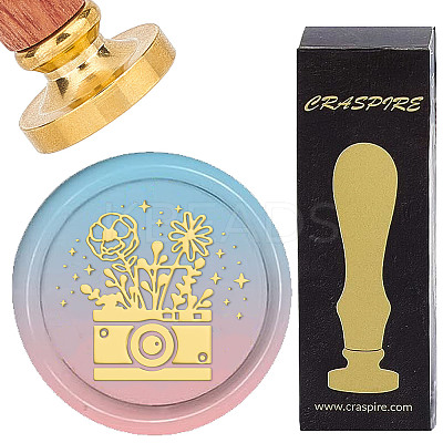 Brass Wax Seal Stamps with Wood Handle AJEW-WH0412-0193-1
