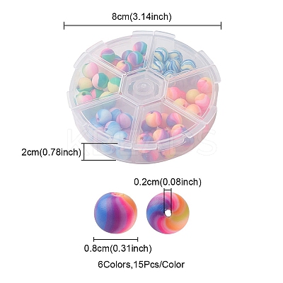 90Pcs 6 Colors Handmade Polymer Clay Beads CLAY-YW0001-80-1