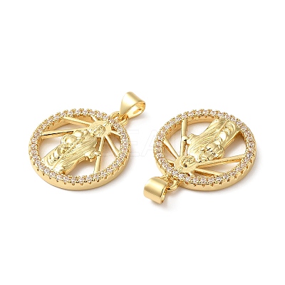 Rack Plating Brass Pave Cubic Zirconia Pendants KK-O142-15G-1