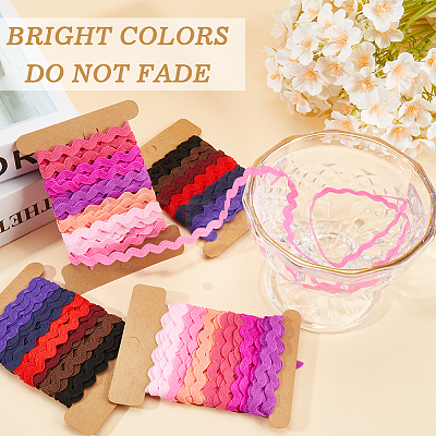 4 Cards 2 Styles Polyester Wavy Fringe Trim Ribbon DIY-GF0009-48E-1