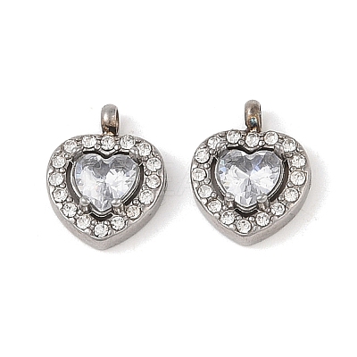 304 Stainless Steel Cubic Zirconia Pendants STAS-A076-02P-01-1