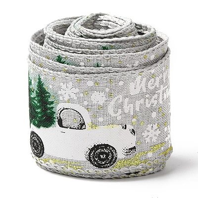 Christmas Theme Polyester Imitation Linen Ribbon OCOR-M008-01C-1
