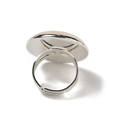 Natural Quartz Crystal Round Adjustable Rings RJEW-K371-09S-29-1