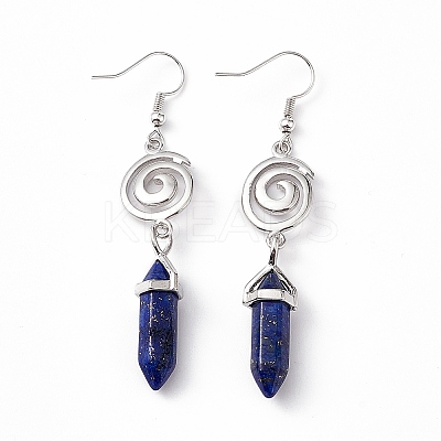 Gemstone Bullet with Vortex Dangle Earrings EJEW-I276-02P-1