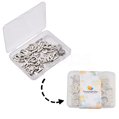 304 Stainless Steel Alphabet Letter Charms STAS-PH0019-70-1