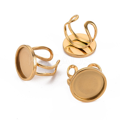 201 Stainless Steel Cuff Ring Findings STAS-S080-040E-G-1