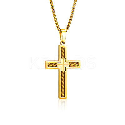 Religion 304 Stainless Steel Pendant Necklaces for Men WG51DD4-01-1