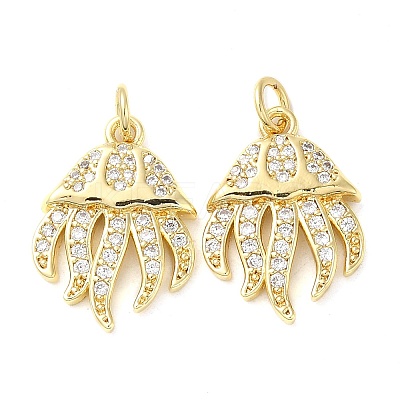 Rack Plating Brass Micro Pave Clear Cubic Zirconia Pendants KK-M260-02G-1