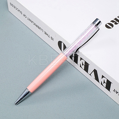 Natural Rose Quartz Chip on Top Ball-Point Pens PW-WG35714-05-1
