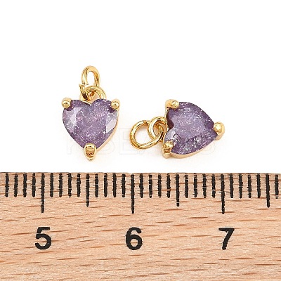 Brass Pave Cubic Zirconia Charms KK-Q085-08G-04-1