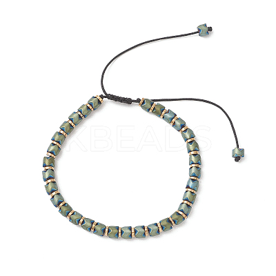 Electroplate Non-magnetic Synthetic Hematite Column & Disc Beads Braided Bead Bracelets for Women Men BJEW-JB13300-1