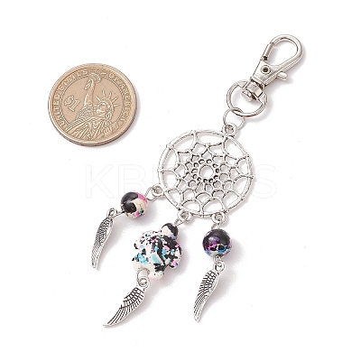 10Pcs 5 Styles Woven Net/Web with Wing Alloy Pendant Decorations HJEW-JM02975-02-1