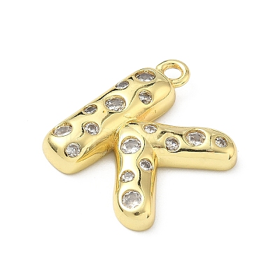 Brass Micro Pave Clear Cubic Zirconia Pendants KK-I476-02G-K-1