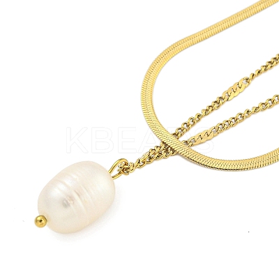 Ion Plating(IP) 304 Stainless Steel Double Layer Necklaces NJEW-S426-05G-1