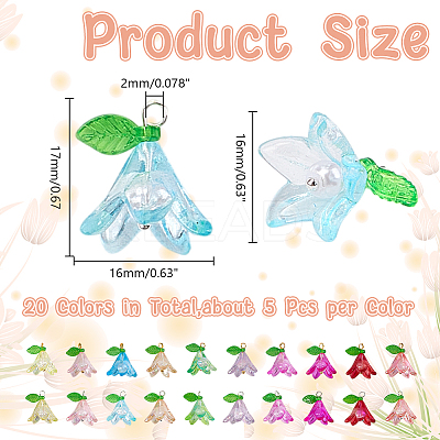 100Pcs 20 Styles Acrylic Pendants PALLOY-HY00073-1
