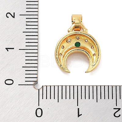 Moon Theme Rack Plating Brass Micro Pave Cubic Zirconia Pendants KK-Z071-52G-05-1