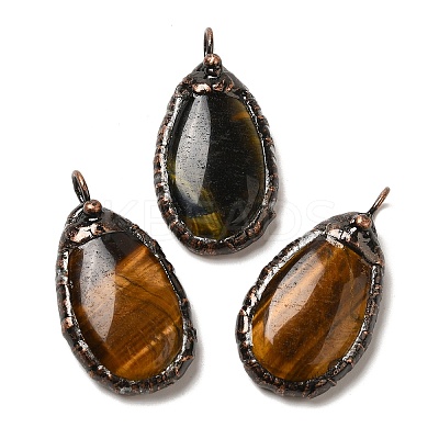 Natural Tiger Eye Pendants G-K381-05R-06-1