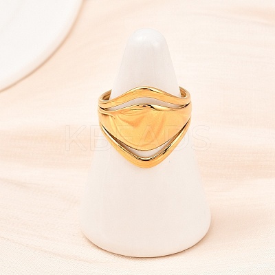 US Size 7 304 Stainless Steel Cuff Rings RJEW-D336-04G-1