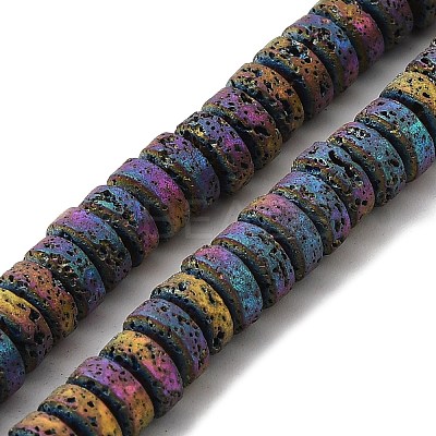 Electroplated Natural Lava Rock Beads Strands G-Q1009-F01-01E-1