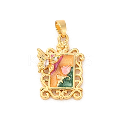 Brass Enamel Pendants KK-S502-10G-1