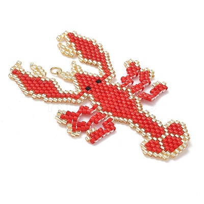 Beaded Crayfish Charms PALLOY-CJ00175-1