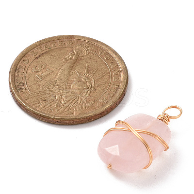 Natural Rose Quartz Rectangle Pendants PALLOY-JF02106-03-1