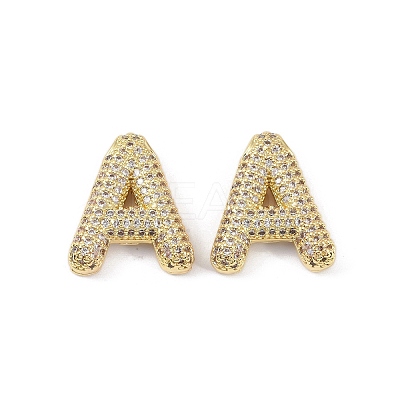 Brass Micro Pave Clear Cubic Zirconia Pendants KK-Z041-01G-A-1
