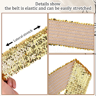 Sparkle Sequins Wide Elastic Dress Belts AJEW-WH20128-026P-04-1