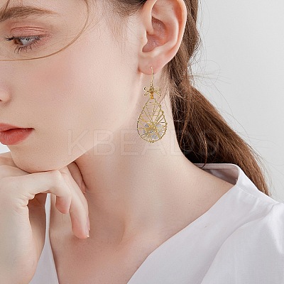 Eco-Friendly Teardrop Iron Pendants Dangle Earrings EJEW-PH01401-03-1