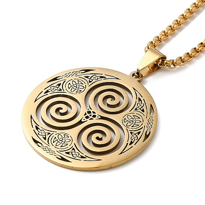 201 Stainless Steel Pendant Necklaces NJEW-K253-01G-1