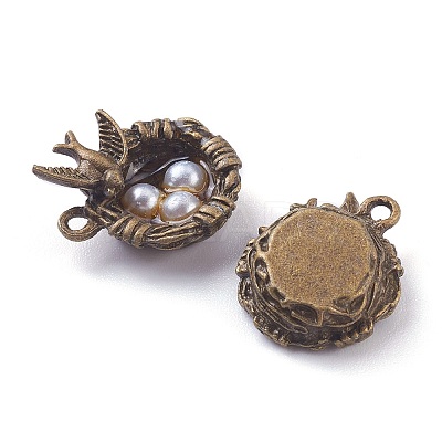Antique Bronze Plated Light Grey Pearl Alloy Pendants LS-PALLOY-Z001-01-1