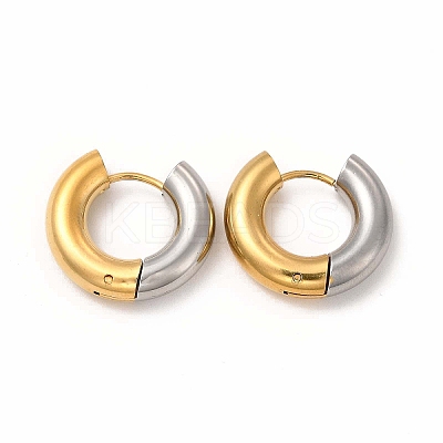 Two Tone 304 Stainless Steel Huggie Hoop Earrings for Women EJEW-C011-07D-1