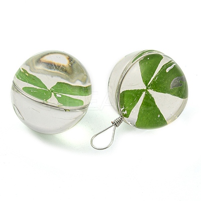 Platinum Brass with Glass Pendants KK-G486-15A-1