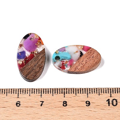 Transparent Resin and Walnut Wood Pendants RESI-T057-03L-1