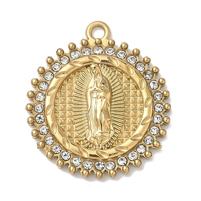 304 Stainless Steel & Rhinestone Pendants STAS-G371-09G-01G-1