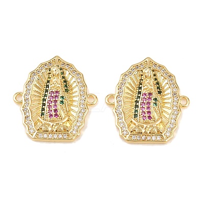 Brass Micro Pave Colorful Cubic Zirconia Religion Virgin Links Connector Charms KK-Z146-13G-1