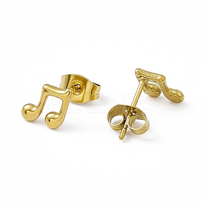PVD Vacuum Plating 304 Stainless Steel Tiny Musical Note Stud Earrings for Women EJEW-P212-05G-1
