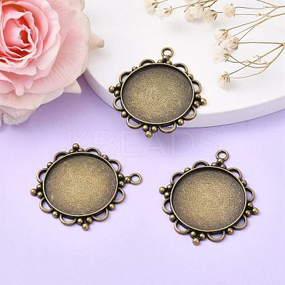 Vintage Tibetan Style Alloy Pendant Cabochon Settings TIBEP-M018-92AB-NF-1