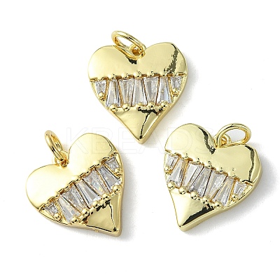 Rack Plating Brass Micro Pave Cubic Zirconia Pendants KK-K332-02G-1