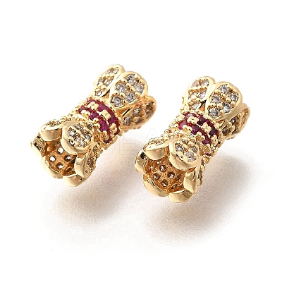 Brass Micro Pave Cubic Zirconia Beads KK-M318-22G-1