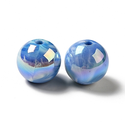 UV Plating Opaque Rainbow Iridescent Acrylic Beads MACR-D063-01A-02-1
