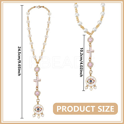 Cross & Flat Round Alloy Enamel Pendant Car Hanging Ornaments HJEW-DR00212-1