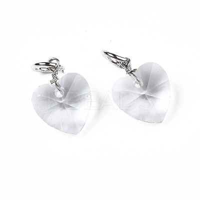 Faceted Transparent Glass Charms GLAA-T024-04L-1