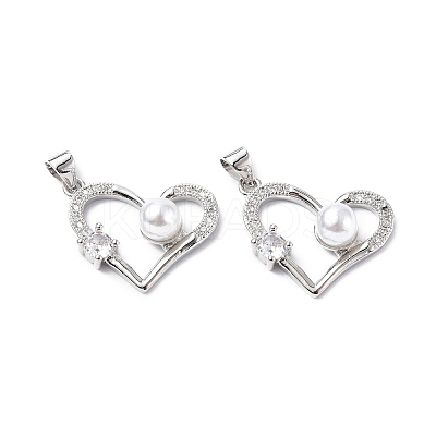 Eco-friendly Rack Plating Brass Micro Pave Cubic Zirconia Pendants KK-F845-43P-1