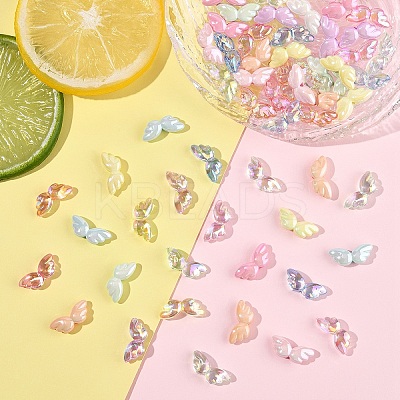 60Pcs 2 Styles Transparent & Opaque UV Plating Acrylic Beads PACR-YW0001-30-1