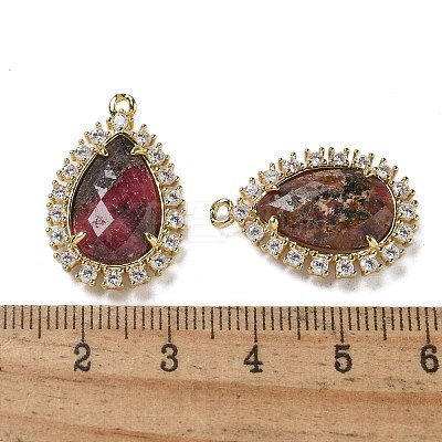 Natural Rhodonite Faceted Teardrop Pendants G-I375-01G-09-1