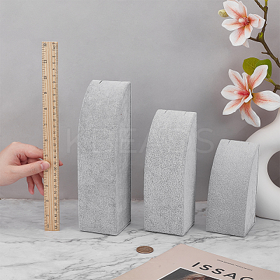 3Pcs 3 Sizes Vertical MDF Wood Covered with Velvet Necklace Display Stands NDIS-WH0023-001B-1