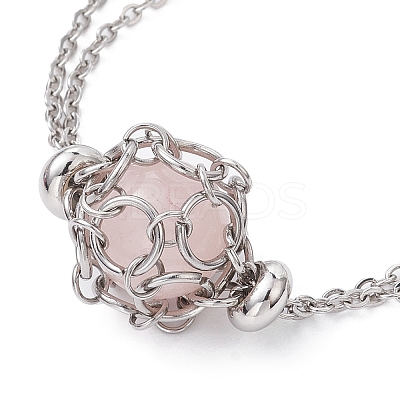 Non-Tarnish 304 Stainless Steel Macrame Pouch Braided Gemstone Holder Bracelet Making BJEW-JB09645-02-1