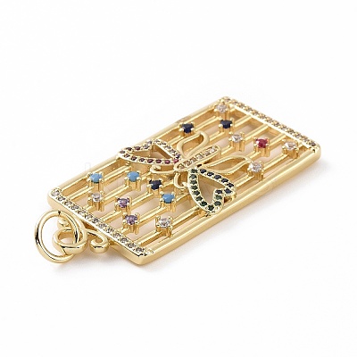 Brass Micro Pave Colorful Cubic Zirconia Pendants KK-E068-VF026-1